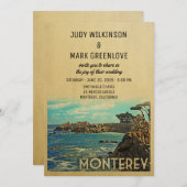 Monterey Wedding Invitation  Middeleeuwen Kaart (Voorkant / Achterkant)