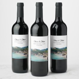 Monterosso Bruiloft Italië Favor Gepersonaliseerd Wijn Etiket