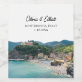 Monterosso Bruiloft Italië Favor Gepersonaliseerd Wijn Etiket (Enkel label)