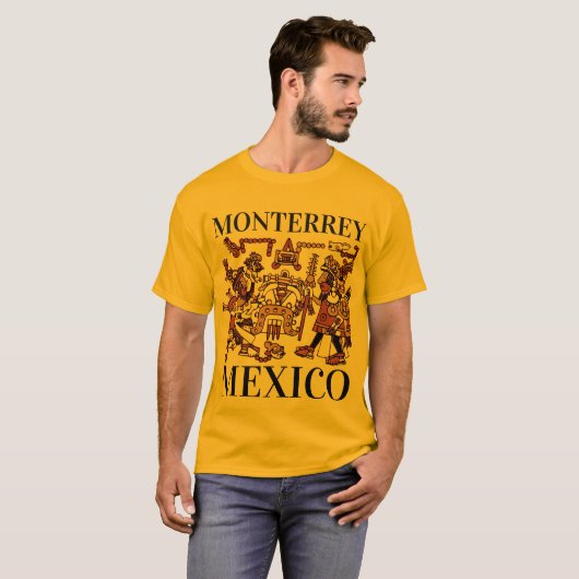 Monterrey Mexico Aztec Design, Mannen #2 T-shirt (Voorkant volledig)