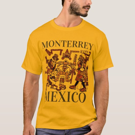 Monterrey Mexico Aztec Design, mannen T-shirt (Voorkant)