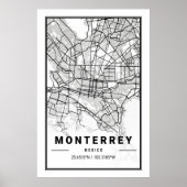 Monterrey Mexico Cities Travel City Map Modern Poster (Voorkant)