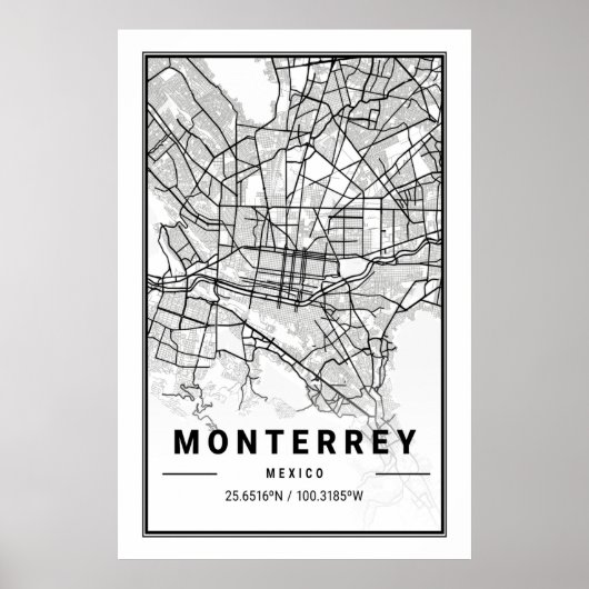 Monterrey Mexico Cities Travel City Map Modern Poster (Voorkant)
