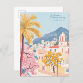 Monterrey Mexico Gouache Schilderillustratie Reize Briefkaart
