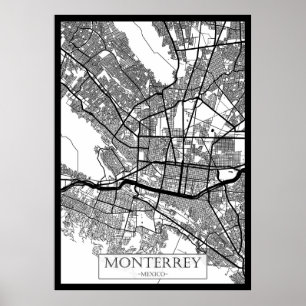 Monterrey Mexico-Stad Kaart Poster