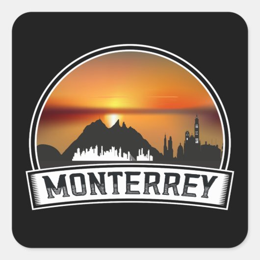Monterrey Mexico Sunset Cityscape Vierkante Sticker (Voorkant)