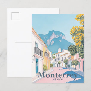 Monterrey Mexico Waterverf reisillustratie Briefkaart