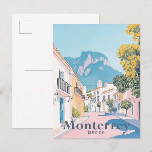 Monterrey Mexico Waterverf reisillustratie Briefkaart (Voorkant / Achterkant)