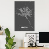 Monterrey, Mexico (wit op zwart) Poster (Thuiskantoor)
