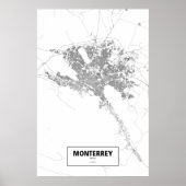 Monterrey, Mexico (zwart op wit) Poster (Voorkant)