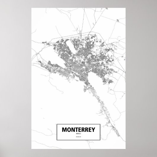 Monterrey, Mexico (zwart op wit) Poster (Voorkant)