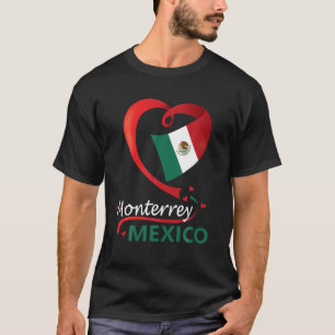 Monterrey Nuevo León Mexico Heart Flag Mexicana C T-shirt