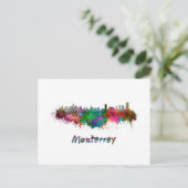Monterrey skyline in watercolor briefkaart (Staand voorkant)