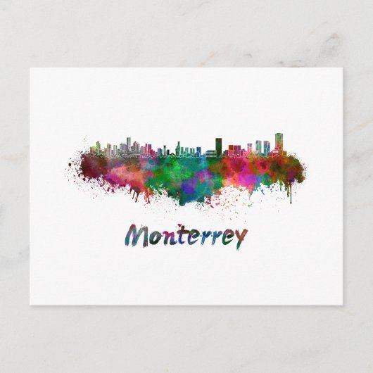 Monterrey skyline in watercolor briefkaart (Voorkant)