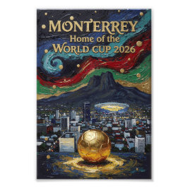Monterrey Voetbal Kunst 2026 Stadion Stad Ontwerp Foto Afdruk