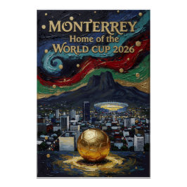 Monterrey Voetbal Kunst 2026 Stadion Stad Ontwerp Perfect Poster