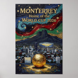 Monterrey Voetbal Kunst 2026 Stadion Stad Ontwerp Poster