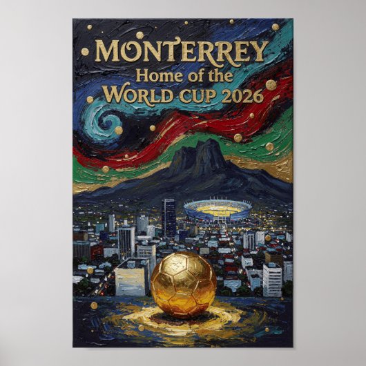 Monterrey Voetbal Kunst 2026 Stadion Stad Ontwerp Poster (Voorkant)