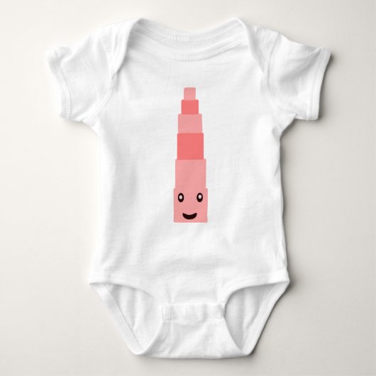 Montessori baby Roze toren Romper (Voorkant)