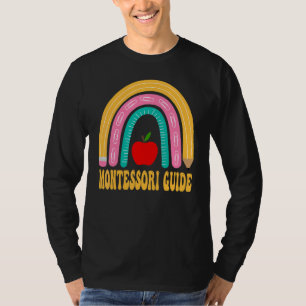 Montessori-gids Regenboog Potlood Terug naar schoo T-shirt