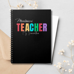 Montessori leraar kleurrijk gepersonaliseerd notitieboek