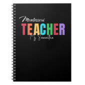 Montessori leraar kleurrijk gepersonaliseerd notitieboek (Voorkant)