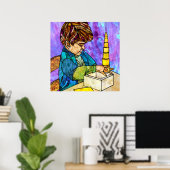 Montessori Sensorial Materiaal: bekende cilinders Poster (Thuiskantoor)