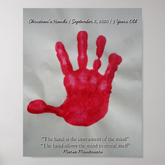 Montessori Sensorial Paint Hand Quote Keepomwille Poster (Voorkant)