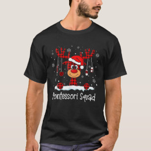 Montessori Squad Pset Reindeer Santa Hat Teacher T-shirt