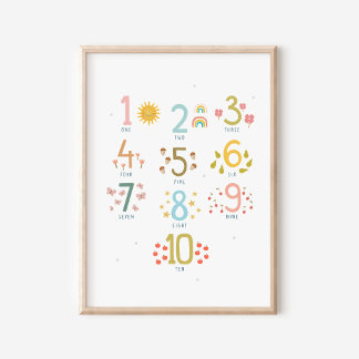 Montessori tellen tot 10 Print Poster