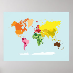 Montessori Wereldkaart kunst aan de muur Print