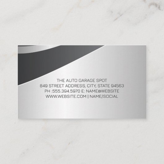 Monteur aan het werk in de auto | Automatische ser Visitekaartje (Achterkant)