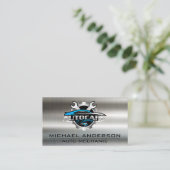 monteur | Auto Repair Logo | moersleutels | Metall Visitekaartje (Staand voorkant)