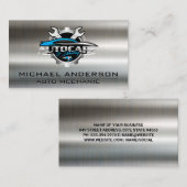 monteur | Auto Repair Logo | moersleutels | Metall Visitekaartje (Voorkant / Achterkant)