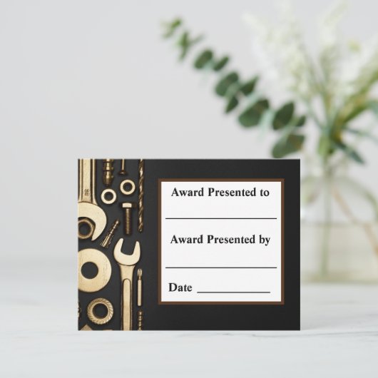 Monteur. Certificaat. Aankondiging (Staand voorkant)