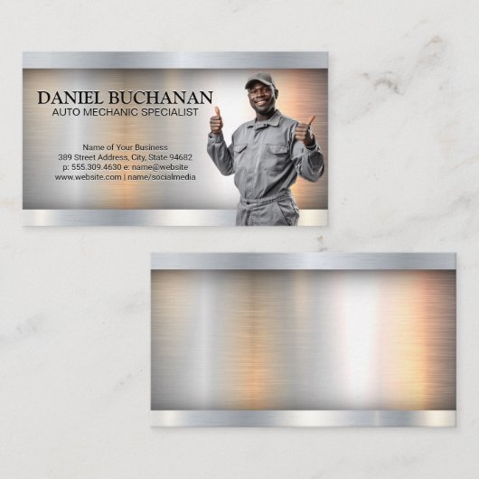 Monteur glimlachend | Auto Technicus Visitekaartje (Voorkant / Achterkant)
