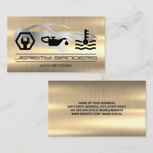 monteur | goudmetaal | Automatische pictogrammen Visitekaartje (Voorkant / Achterkant)