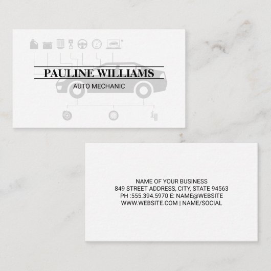 monteur | ingenieur | Auto Diagram Visitekaartje (Voorkant / Achterkant)