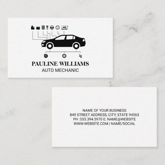 Monteur | Ingenieur | Auto Diagram Visitekaartje (Voorkant / Achterkant)