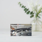 monteur | ingenieur | Werken aan de motor Visitekaartje (Staand voorkant)