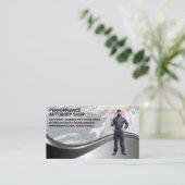 Monteur met sleutel | Auto garage reparatiewerkpla Visitekaartje (Staand voorkant)