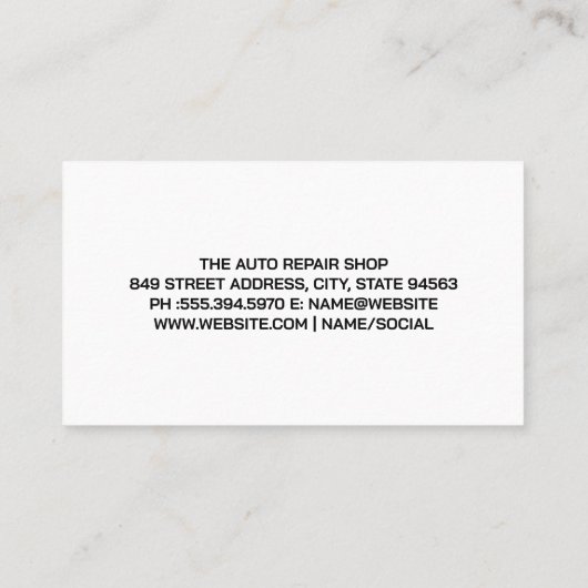 Monteur met sleutel | Auto reparatie logo Visitekaartje (Achterkant)