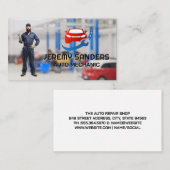 Monteur met sleutel | Auto reparatie logo Visitekaartje (Voorkant / Achterkant)