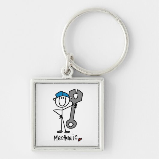 Monteur met sleutel Stokfiguur Sleutelhanger (Voorkant)