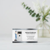 Monteur repareert airconditioning apparaten visitekaartje (Staand voorkant)