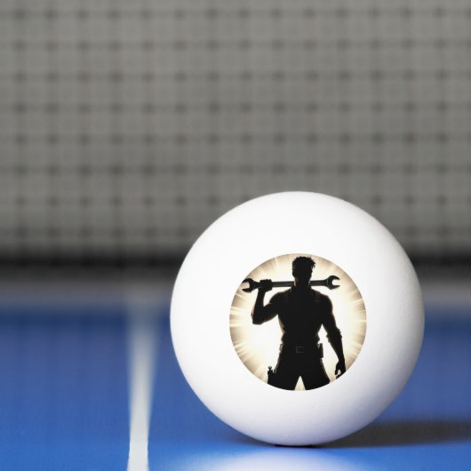Monteur Silhouet Sleutel Over Schouder Pingpongbal (Net)