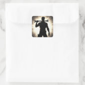 Monteur Silhouet Sleutel Over Schouder Vierkante Sticker (Tas)