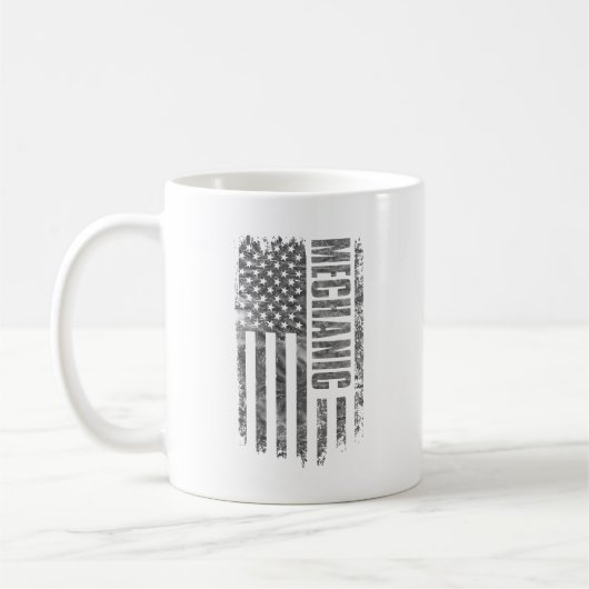 Monteur USA Vlag Vervallen ontwerp Koffiemok (Links)