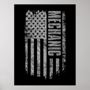 Monteur USA Vlag Vervallen ontwerp Poster