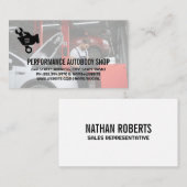 Monteur werkt aan auto | Auto reparatie Visitekaartje (Voorkant / Achterkant)